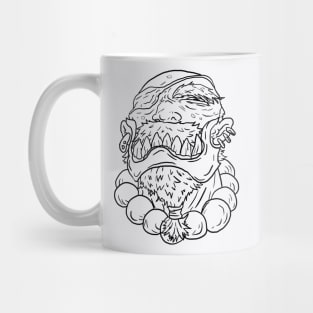 Scary Barbarian Monster Horror Black Lineart T-Shirt Mug